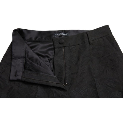 Dolce & Gabbana Black Polyester High Waist Tapered Pants
