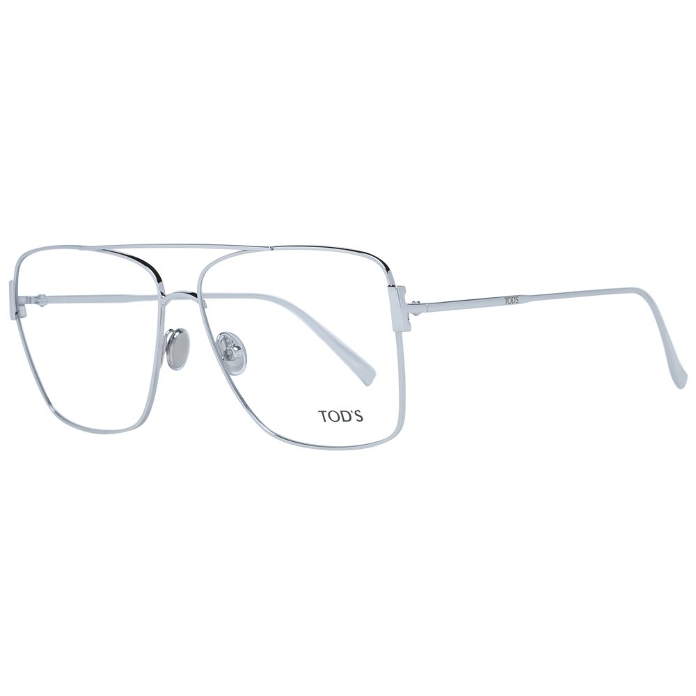 Alt Tag: Tod's Silver Women Glasses Frame, metal full-rim rectangle design with demo lenses, perfect for elegant eyewear style.