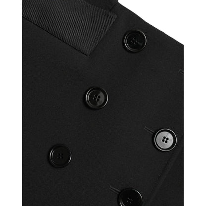 Dolce & Gabbana Black Wool Button High Waist Aline Mini Skirt