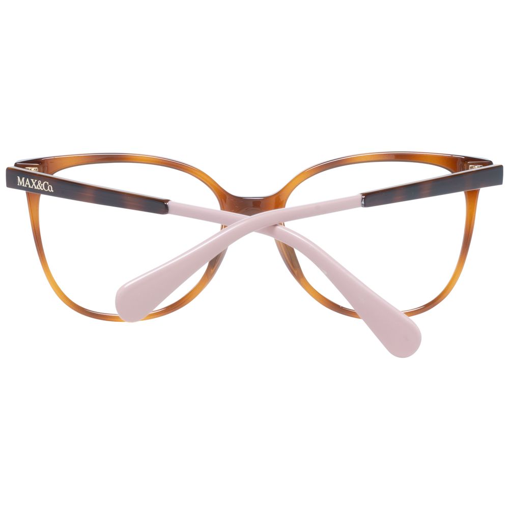Max & Co Brown Women Glasses Frame with plastic full-rim square style, size 54-17-140, includes branded case.