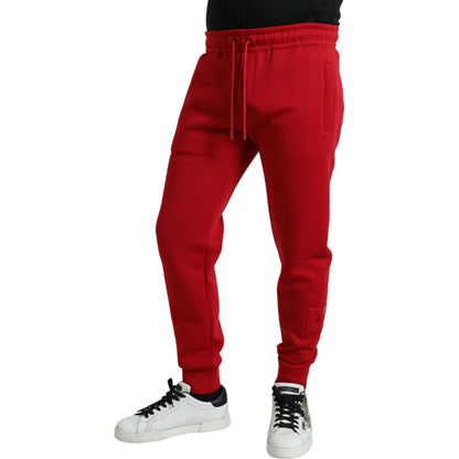 Dolce & Gabbana Red Cotton Blend Skinny Jogger Pants