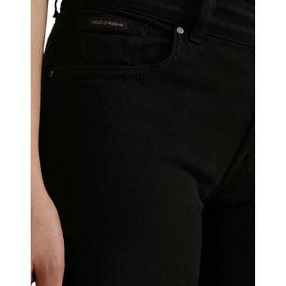 Dolce & Gabbana Black Cotton Mid Waist Skinny Denim Jeans