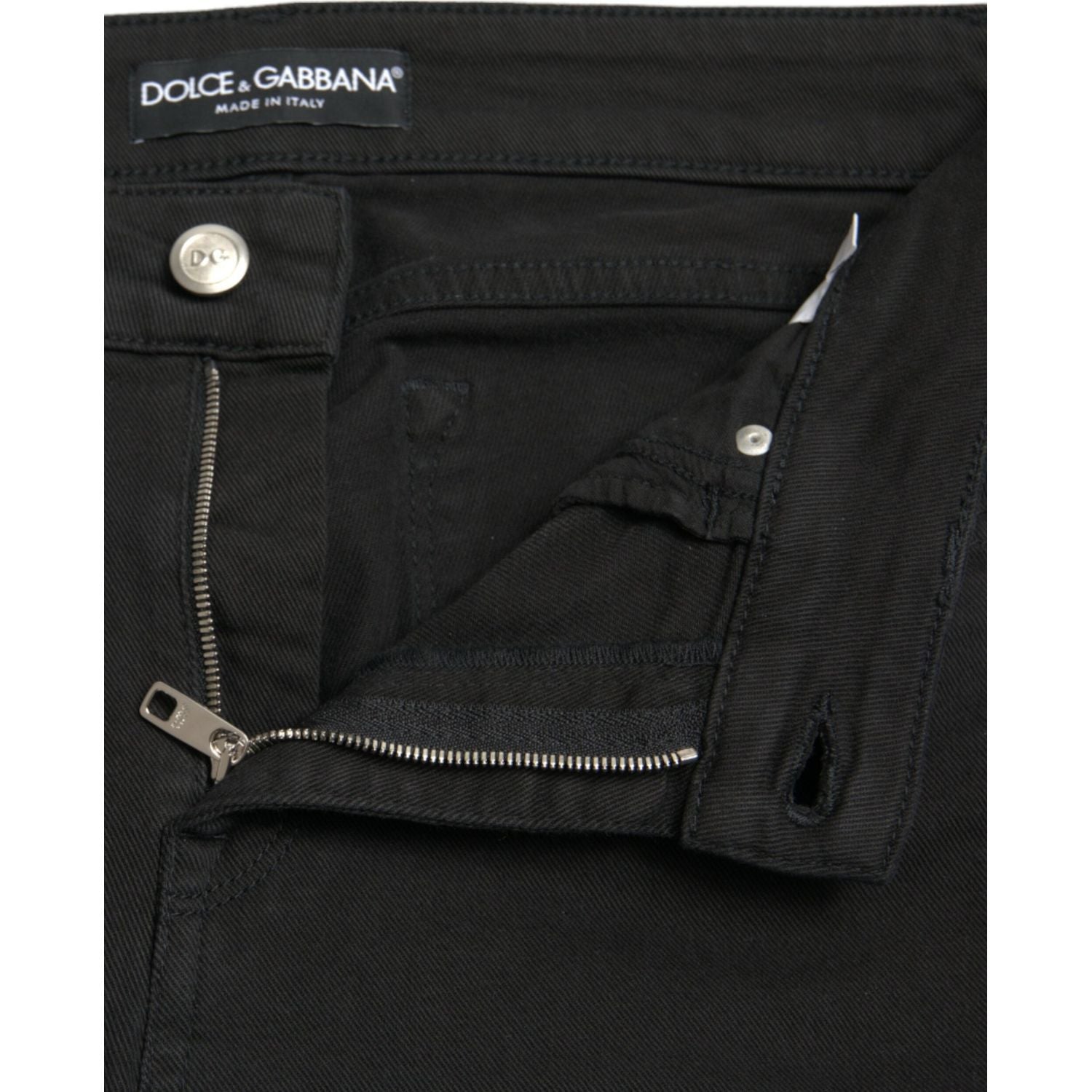 Dolce & Gabbana Black Cotton Mid Waist Skinny Denim Jeans