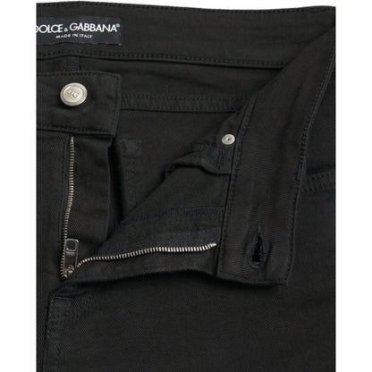 Dolce & Gabbana Black Cotton Mid Waist Skinny Denim Jeans
