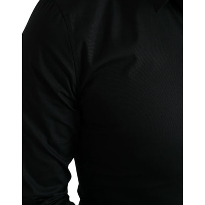Dolce & Gabbana Black Cotton Stretch Slim Formal Dress Shirt