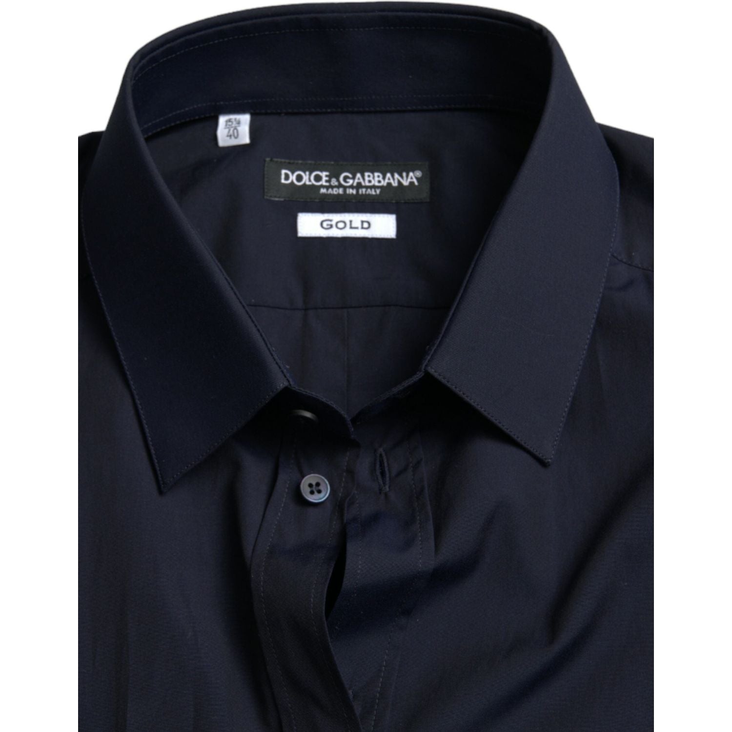 Dolce & Gabbana Navy Blue Slim Fit Formal GOLD Dress Shirt