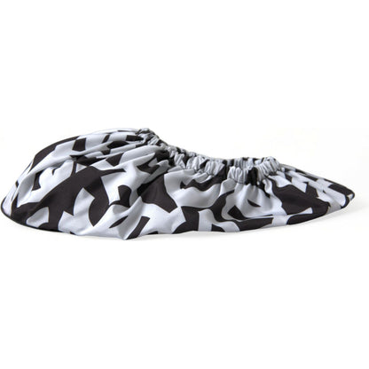 Dolce & Gabbana White Logo Print Nylon Slip On Flats Shoes