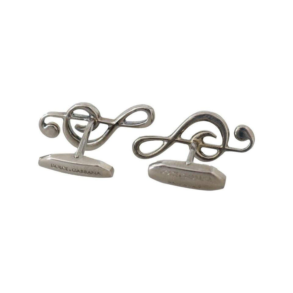 Dolce & Gabbana Silver Brass Tremble Clef Crystal Cufflinks