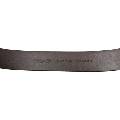 Dolce & Gabbana Brown Calf Leather Gold Metal Buckle Belt