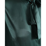 Dolce & Gabbana Dark Green Silk Ascot Collar Blouse Top TSH84794-46