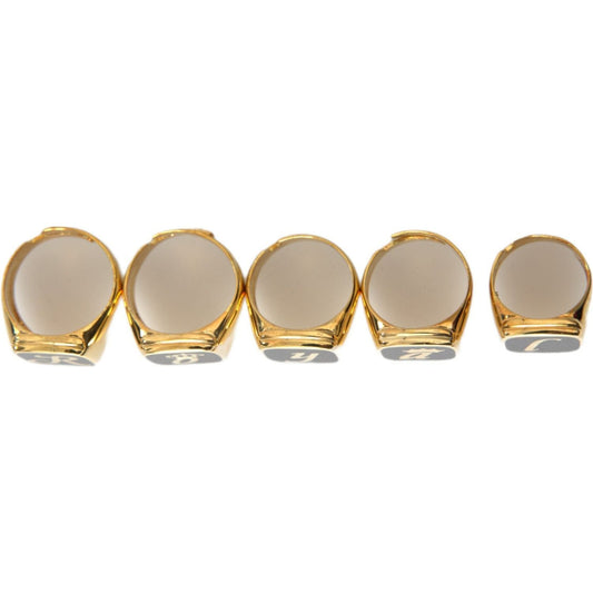 Dolce & Gabbana Gold Brass ROYAL Enamel Set of 5 Ring Ring Dolce & Gabbana Tan