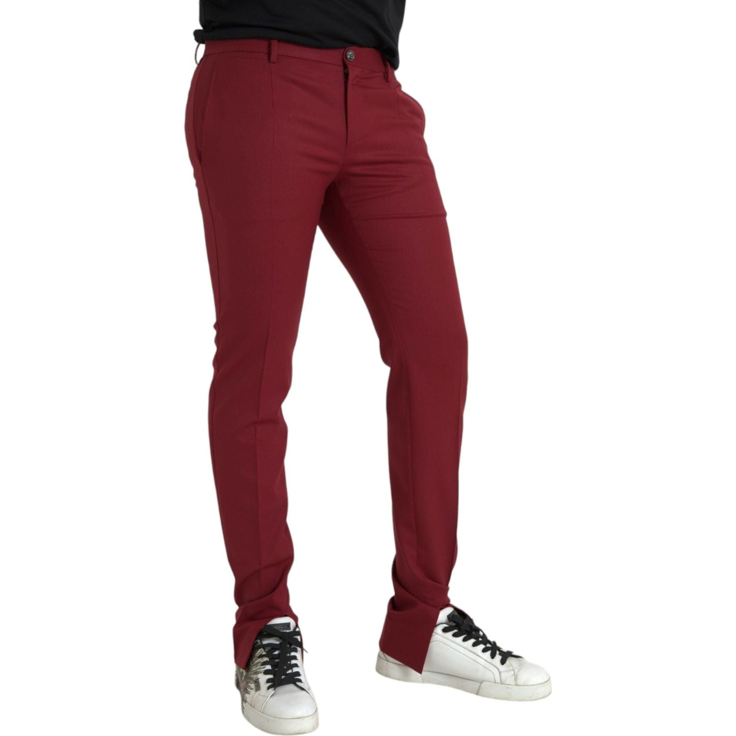 بنطلون رجالي من الصوف الأحمر من دولتشي آند غابانا بقصّة Slim Fit