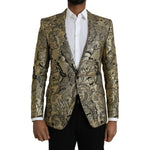 Dolce & Gabbana Gold SICILIA Jacquard Single Breasted Coat Blazer JKT4016-48