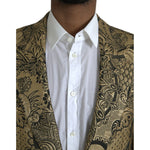 Dolce & Gabbana Gold SICILIA Jacquard Single Breasted Coat Blazer JKT4016-48