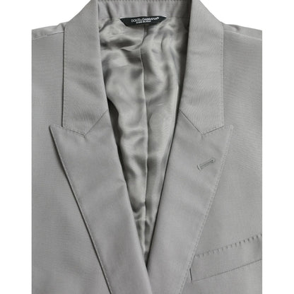 Dolce & Gabbana Gray Wool Peak Single Breasted Coat Blazer