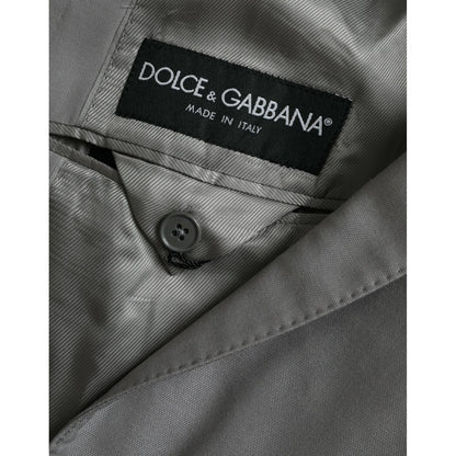 Dolce & Gabbana Gray Wool Peak Single Breasted Coat Blazer
