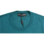 Dolce & Gabbana Dark Green Silk Crew Neck Pullover Sweater TSH84552-46