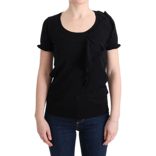 MARGHI LO' Elegant Black Lana Wool Top MARGHI LO' Black
