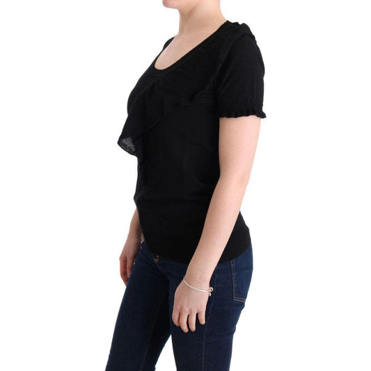 MARGHI LO' Elegant Black Lana Wool Top MARGHI LO' Black