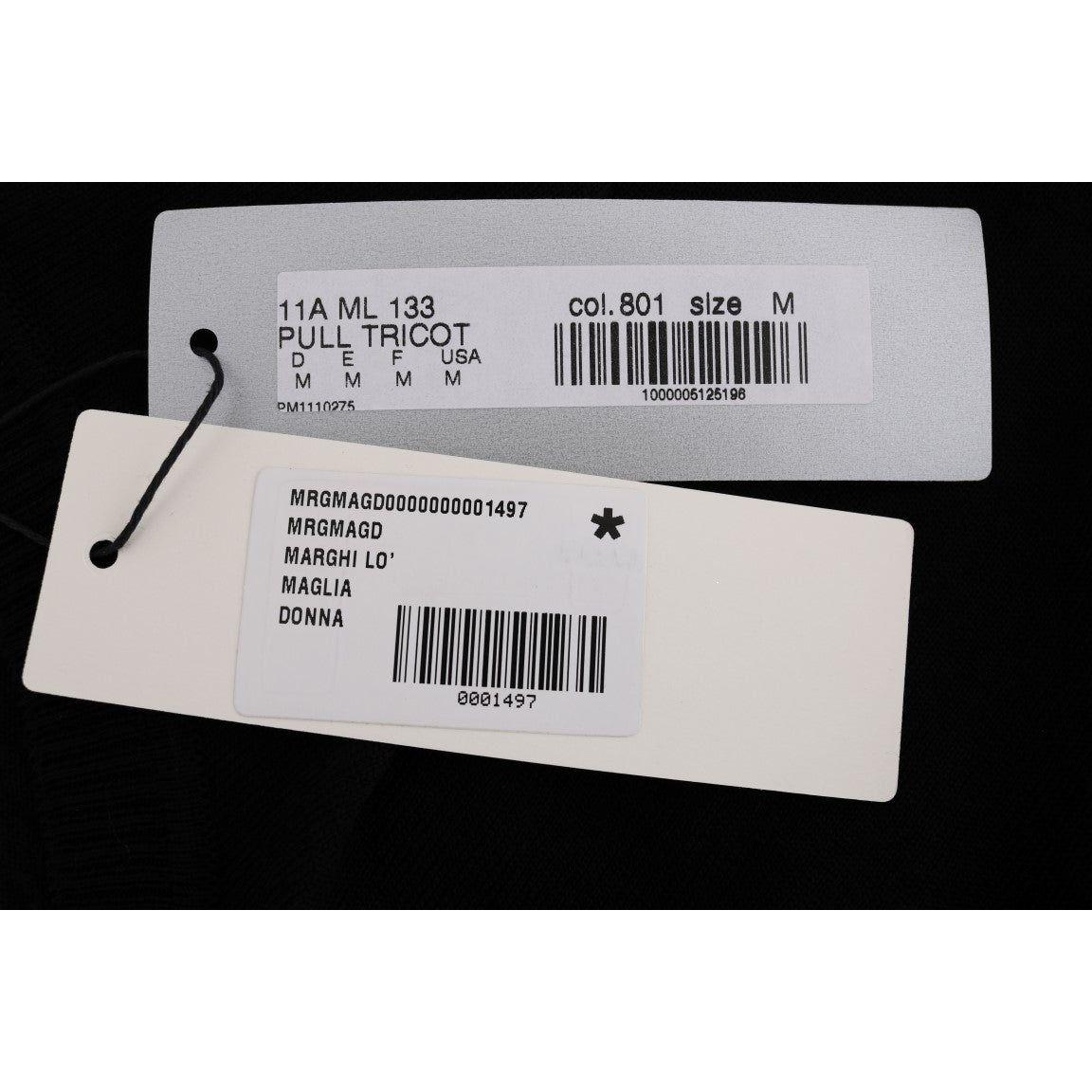 MARGHI LO' Black 100% Lana Wool Top Blouse T-shirt