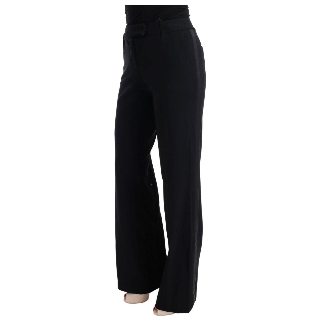 Ermanno Scervino Black Viscose Flare Bootcut Pants