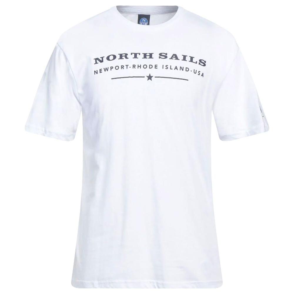 تي شيرت North Sails الأنيق المصنوع من القطن باللون الأبيض مع طباعة على الصدر
