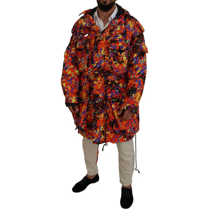 Dsquared² Multicolor Long Hooded Cargo Pocket Coat Jacket