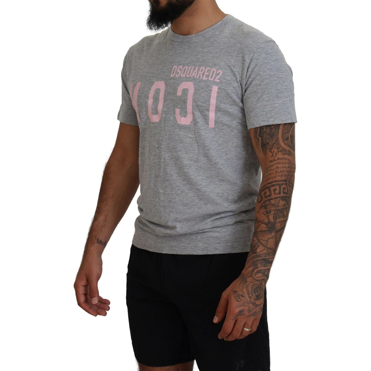 Dsquared² Gray Logo Cotton Short Sleeves Crewneck T-shirt
