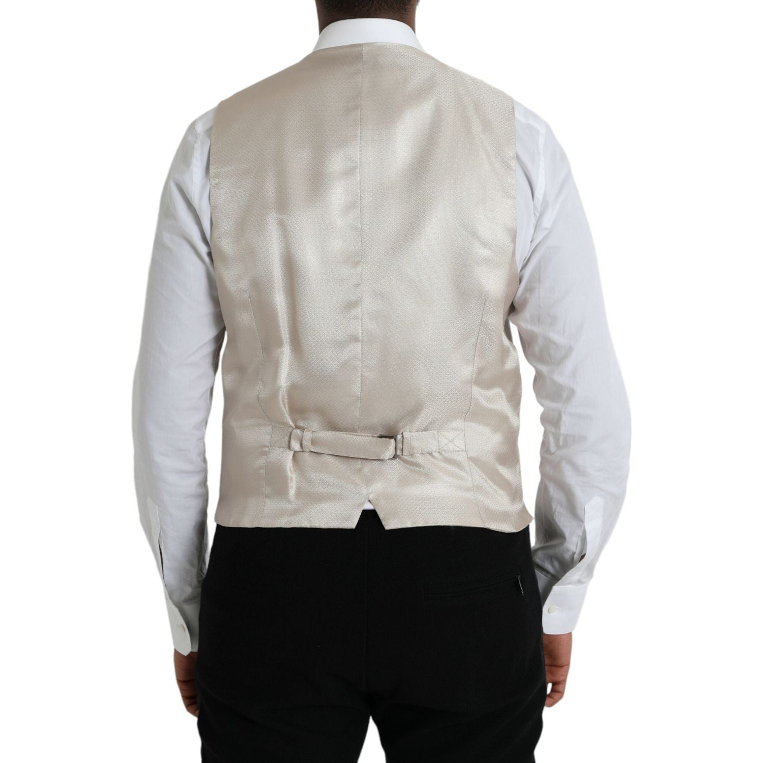 فستان دولتشي آند غابانا من القطن باللون الأبيض الفاتح مع سترة رسمية