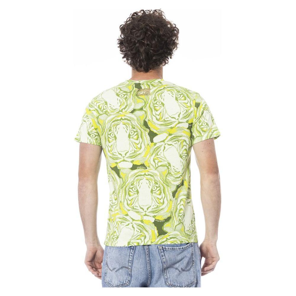 Cavalli Class Green Cotton Men T-Shirt