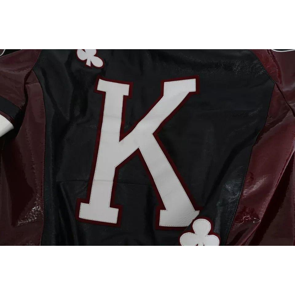 جاكيت دولتشي آند غابانا DG King of Love المصنوع من الجلد الأسود بغطاء للرأس