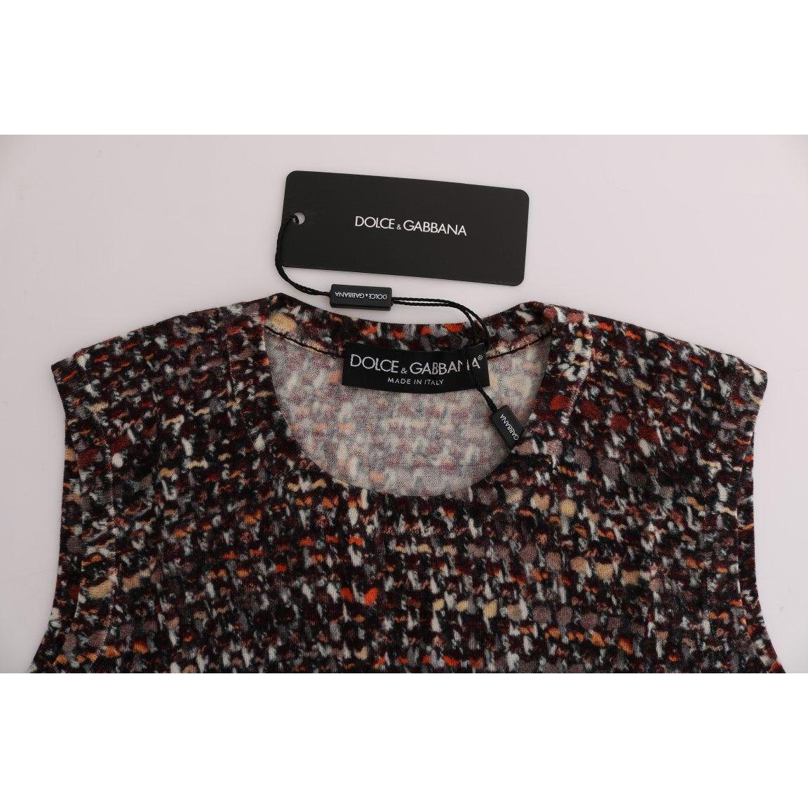 Dolce & Gabbana Multicolor Print Knit Top Wool T-shirt