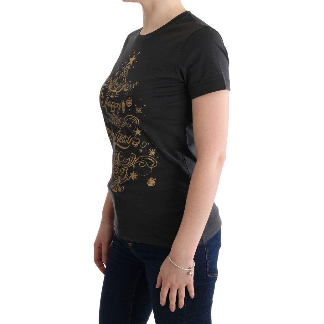 تي شيرت رمادي أنيق من القطن بطبعة حصرية من دولتشي آند غابانا