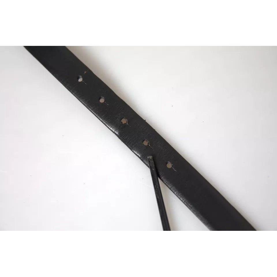 حزام دولتشي آند غابانا للرجال مصنوع من الجلد الأسود ومشبك معدني فضي