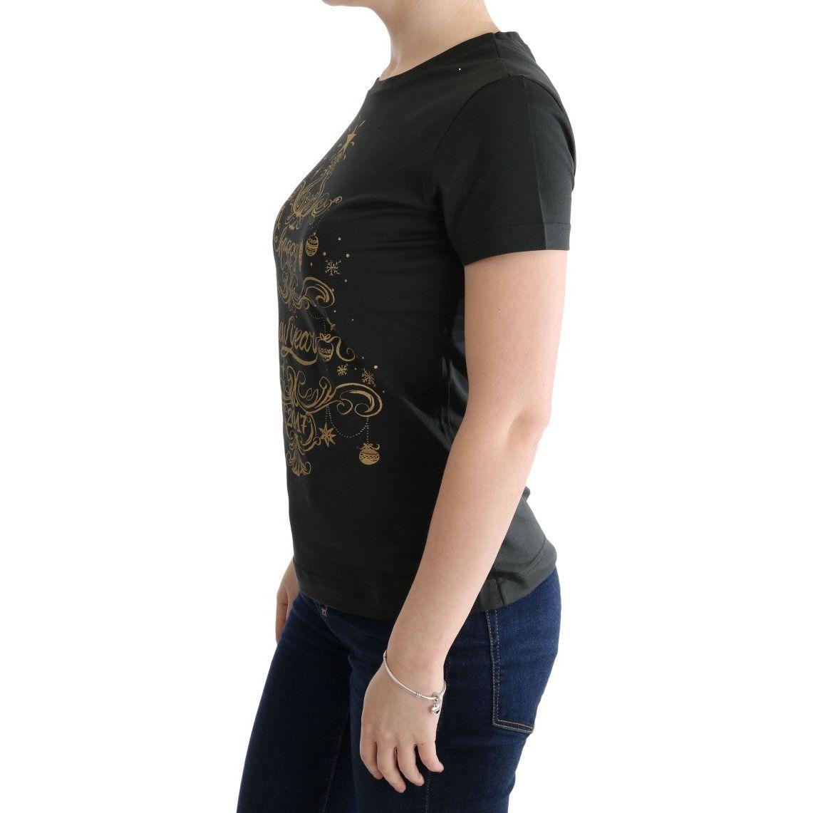 تي شيرت قطني باللون الأخضر الزمردي من دولتشي آند غابانا بطبعة 2017