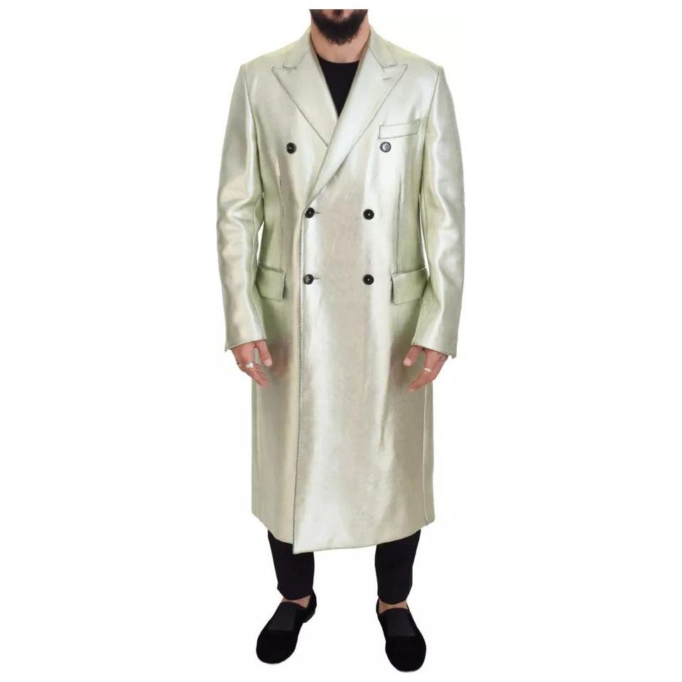 Dolce & Gabbana Gold Viscose Long Double Breasted Jacket JKT3443-50