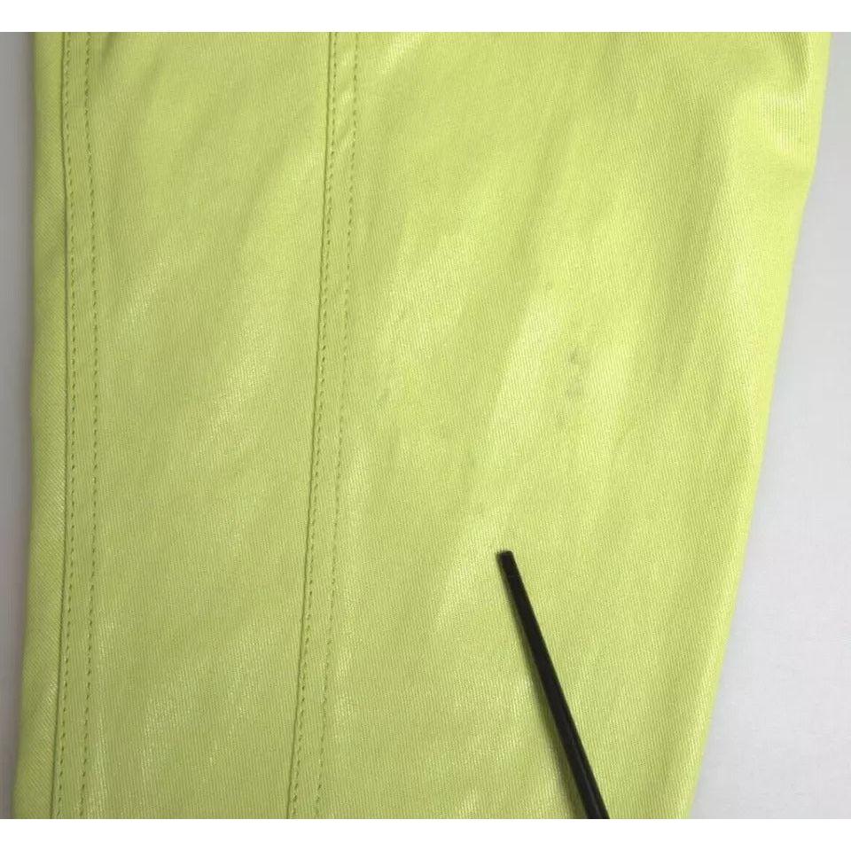 قميص دولتشي آند غابانا الأخضر القطني ذو الياقة والأزرار