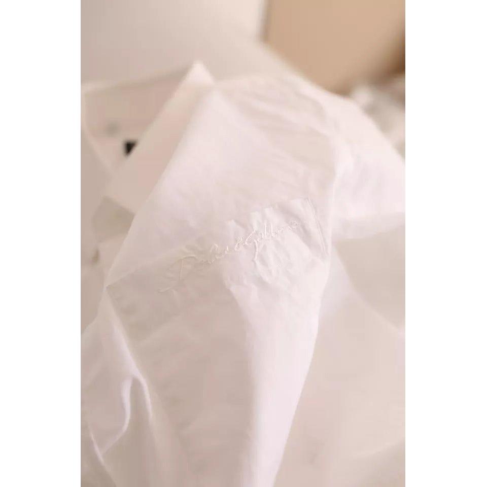 قميص رسمي من القطن باللون الأبيض الذهبي من دولتشي آند غابانا