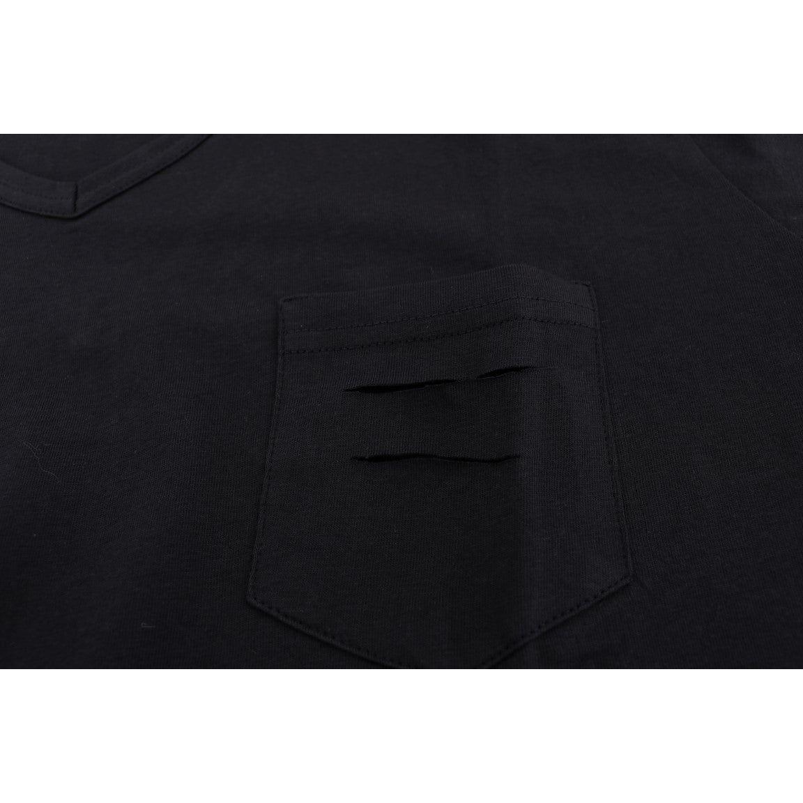 تي شيرت دانييل أليساندريني شيك من القطن بفتحة رقبة على شكل حرف V باللون الأزرق