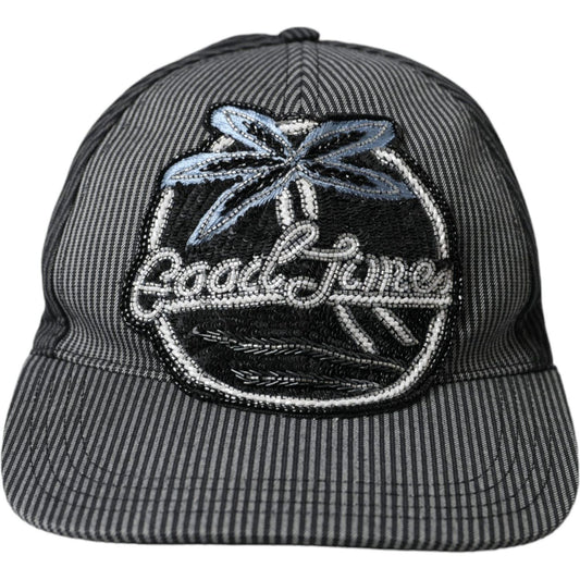 Dolce & Gabbana Black Cotton Embellished Baseball Hat Men Dolce & Gabbana Dark Slate Gray