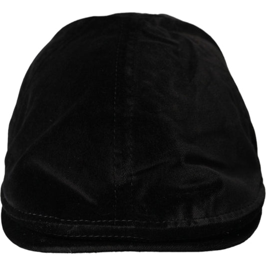 Dolce & Gabbana Black Crown Cotton Newsboy Hat Men Dolce & Gabbana Black