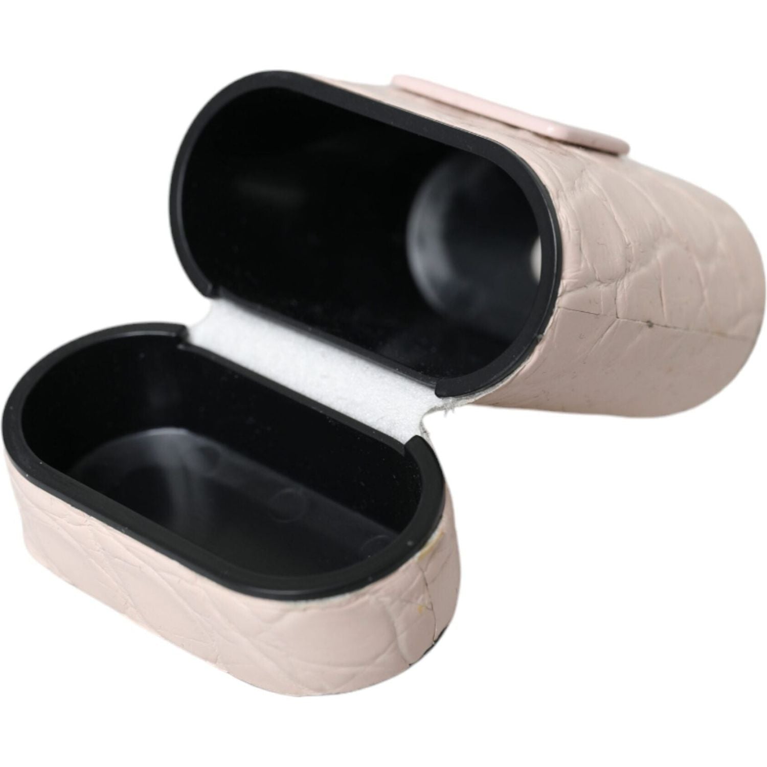 Dolce & Gabbana Light Pink Leather Metal Logo Plaque Airpods Case