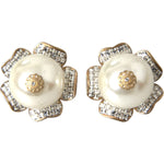 Dolce & Gabbana Gold Tone Maxi Faux Pearl Floral Clip-on Jewelry Earrings SMY10169
