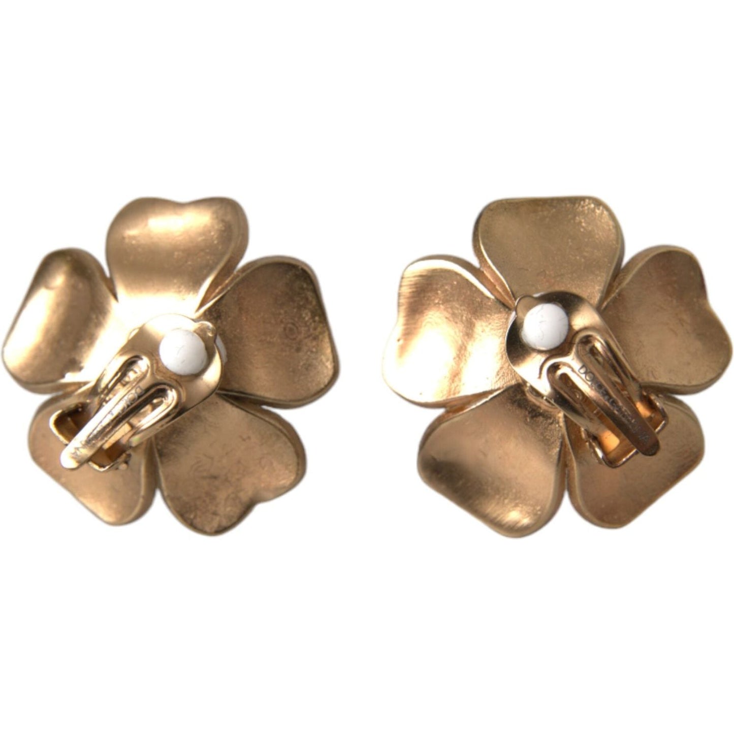 Dolce & Gabbana Gold Tone Maxi Faux Pearl Floral Clip-on Jewelry Earrings SMY10169
