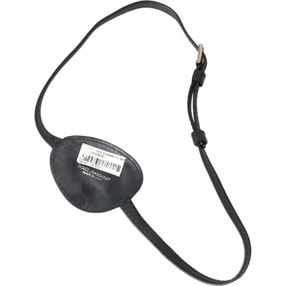 Dolce & Gabbana Black Calfskin Leather Metal DG Logo Eye Patch