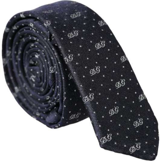 Dolce & Gabbana Blue DG Logo 100% Silk Adjustable Tie Dolce & Gabbana Dark Slate Gray