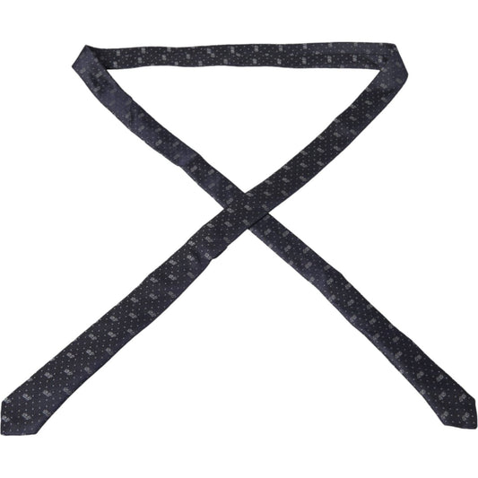 Dolce & Gabbana Blue DG Logo 100% Silk Adjustable Tie Dolce & Gabbana Dark Slate Gray