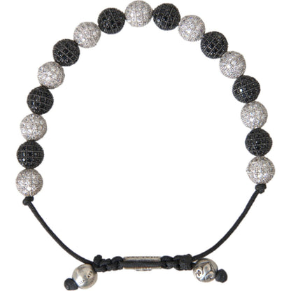 Nialaya CZ Crystal Ball Black White Beaded Bracelet Bracelet