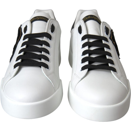 Dolce & Gabbana White Leather DG Logo Casual Low Top Sneakers Shoes Dolce & Gabbana Light Gray