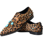 Dolce & Gabbana Brown Leopard Hair Crystal Dress Broque Shoes Dolce & Gabbana Dark Slate Gray
